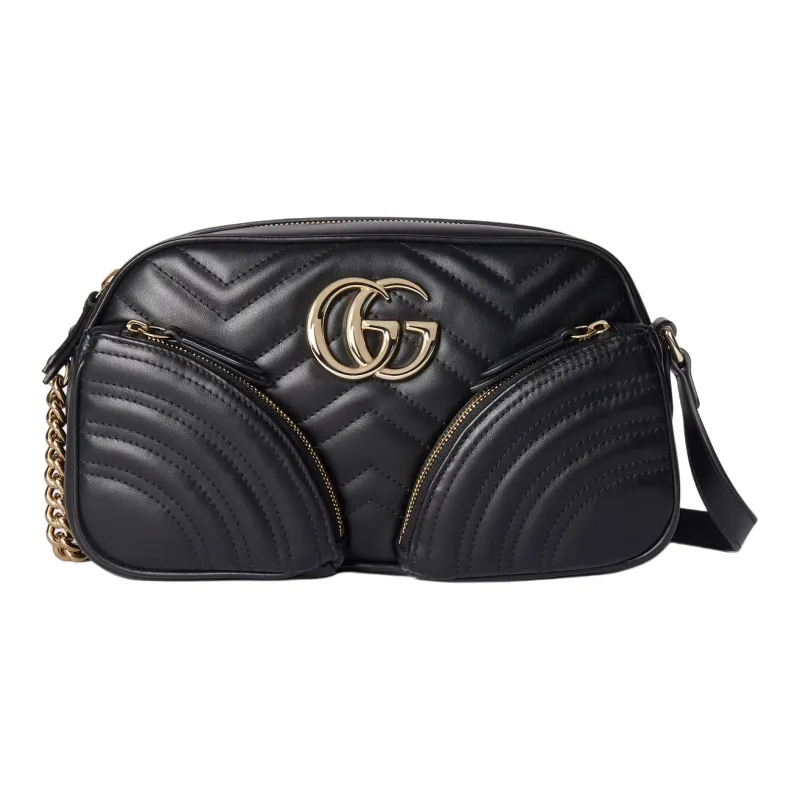 GUCCI GG Marmont Leather Crossbody Bag, Shoulder Bag Women's Black-0