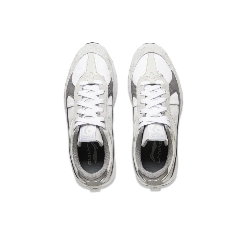 LiNing 70s Heritage Cushioned Slip Resistant Low Top Casual Shoes Men's White Gray-3