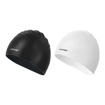 LECAGE Swimming Caps Silicone Slip Resistant Hair Loss Prevention No Pressure To Head Swimming Cap 2 Pack Unisex