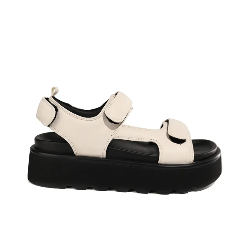 XIAOFAMIAO Versatile Casual Platform Open Toe Hook-and-Loop Strap Sandals Women's-6