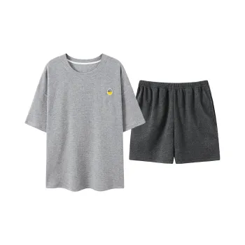 Close-fitting Areas Pajama Set Women's Gray