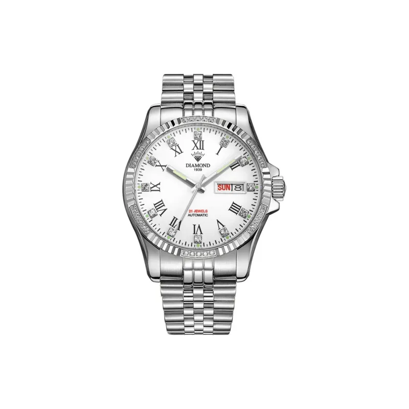 Diamond Automatic Mechanical Movement Watch Men's Watches Gold Dial-16