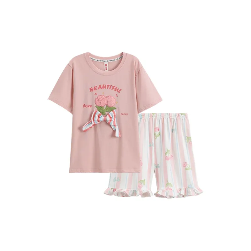 FENTENG Pajama Set Women's Cute Pink-0