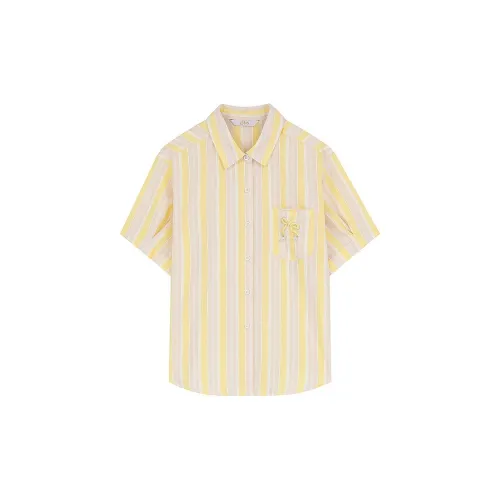 ELF SACK Shirts Women's Fresh Yellow And White Stripes