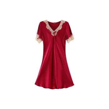 Silk Boundary Nightgown Women's Burgundy