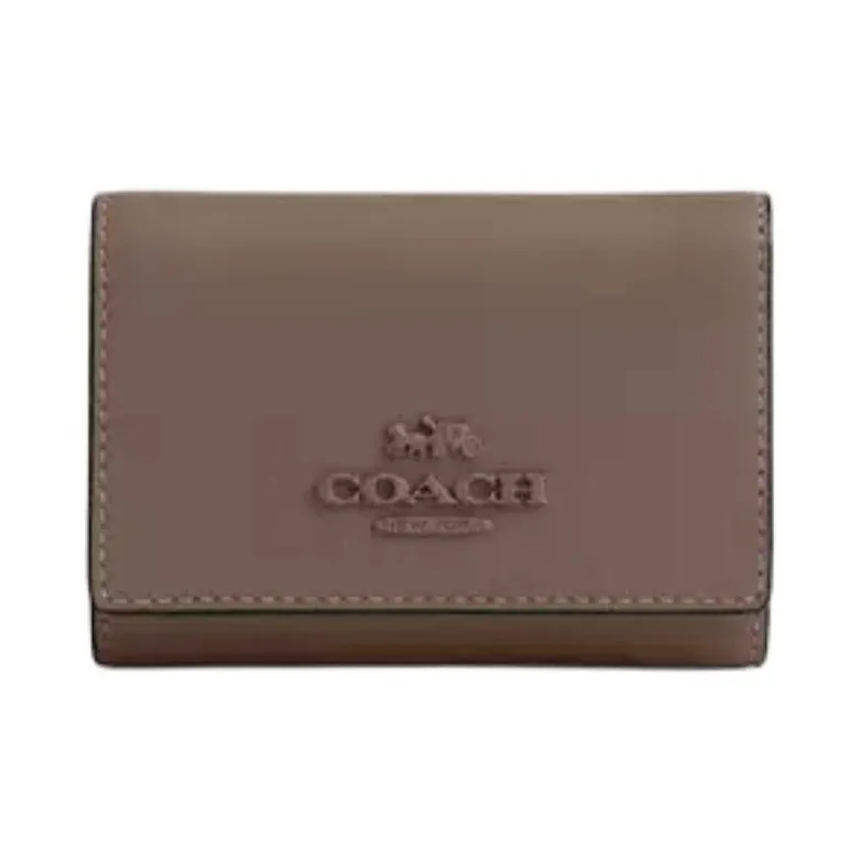 COACH Micro Refined Calfskin Wallet Mini Women's Dark Stone Color-0