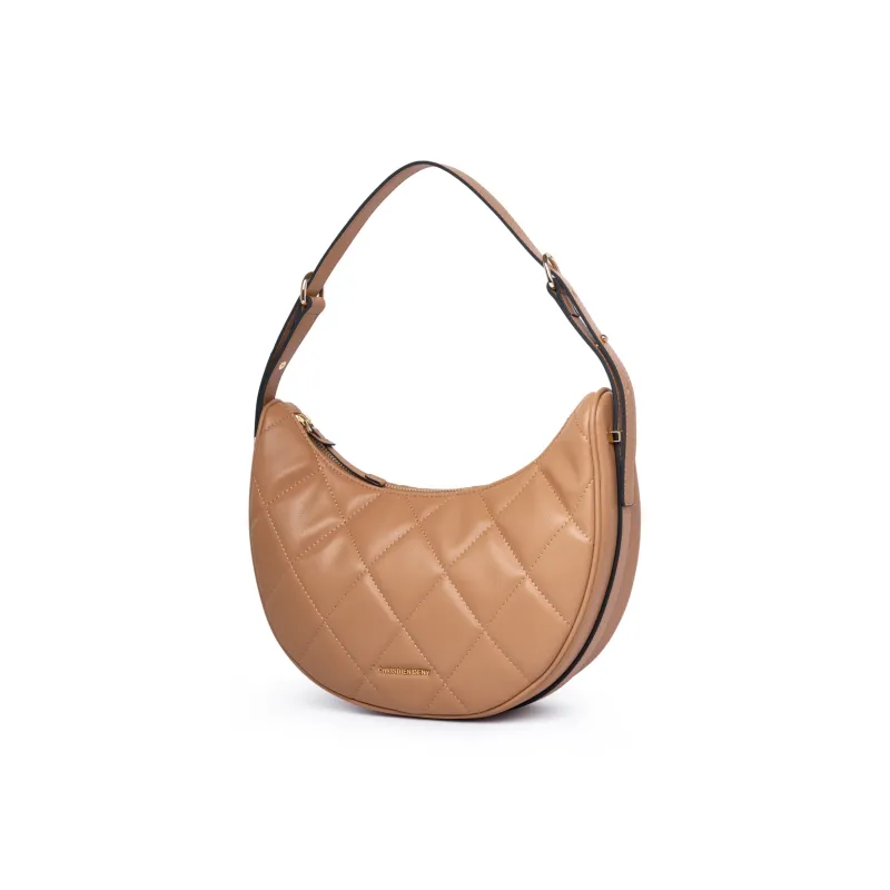 Chrisdien Deny Synthetic Leather Crescent Bag Shoulder Bag Regular Women's Milk Tea Beige/White-2