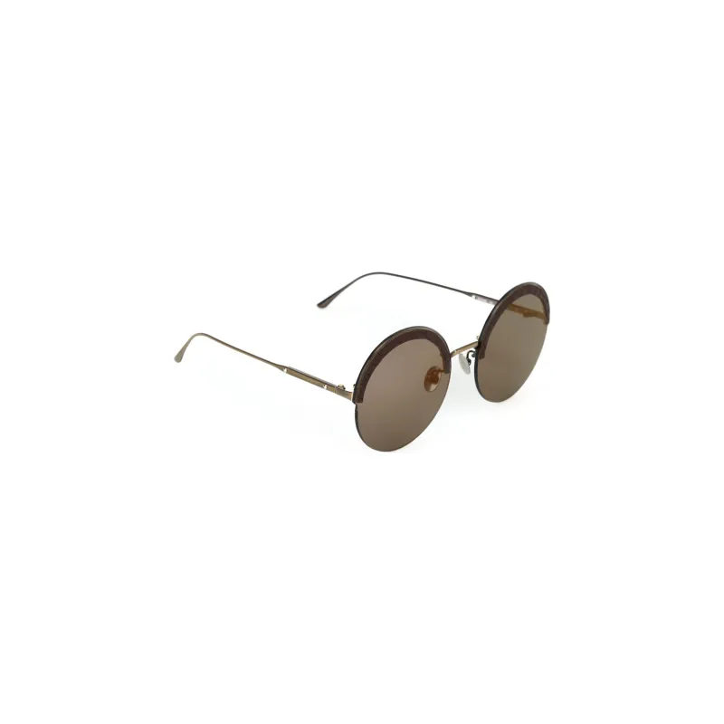 Bottega Veneta Metal Calfskin Oval Sunglasses Women's-1
