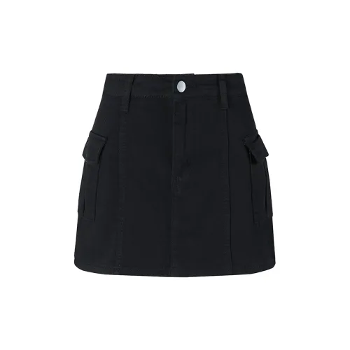 Wen Shan Denim Short Skirts Women's Black