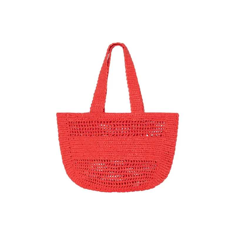 Stussy Raffia Tote Bag, Shopping Bag, Shoulder Bag, Handbag Regular Unisex Red-2