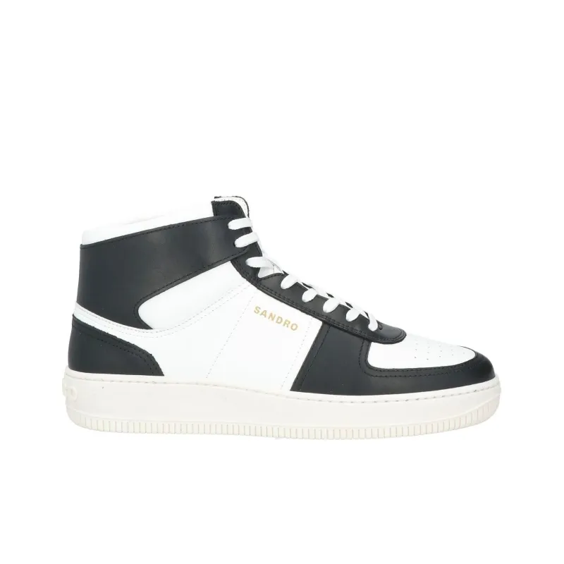 Sandro High Top Skateboard Shoes Men's Black White-1