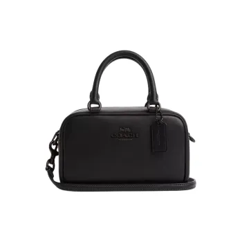 COACH Leather Bowling Bag, Handbag, Shoulder Bag, Crossbody Bag Small Size Women's Black
