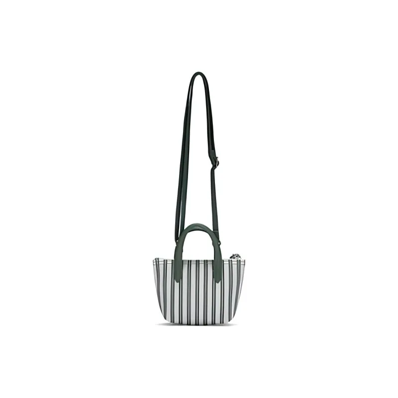 LACOSTE PVC Tote Bag Shopping Bag Shoulder Bag Crossbody Bag Handbags Small Size Women's Green Stripes-1