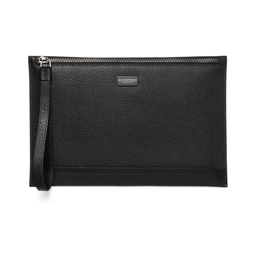 Sharkborough Cow Leather Clutch Medium Size Men's Black