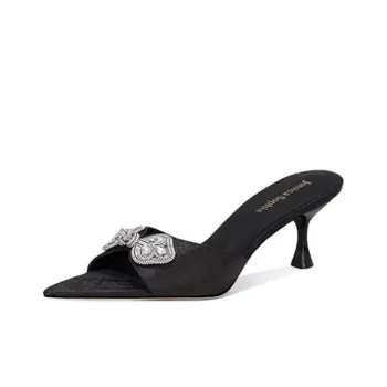 JESSICA SOPHIA Rhinestone Slip Resistant Abrasion Resistant Slide Slippers Women's Black
