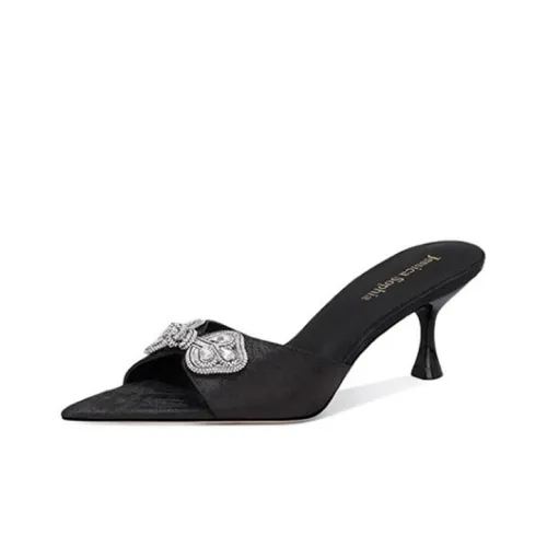 JESSICA SOPHIA Rhinestone Slip Resistant Abrasion Resistant Slide Slippers Women's Black