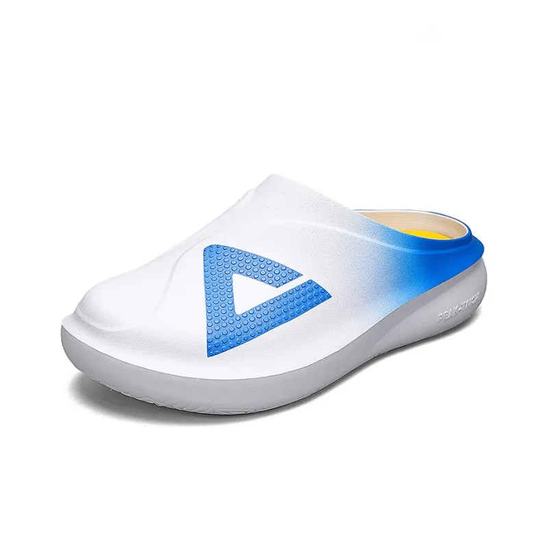 PEAK Abrasion Resistant Slip Resistant Massage Closed Toe Slippers Men's White Blue-2