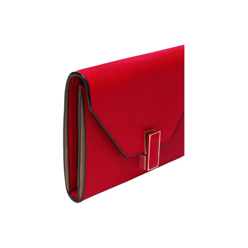 Valextra Iside Millepunte Calfskin Wallet Women's Red-2