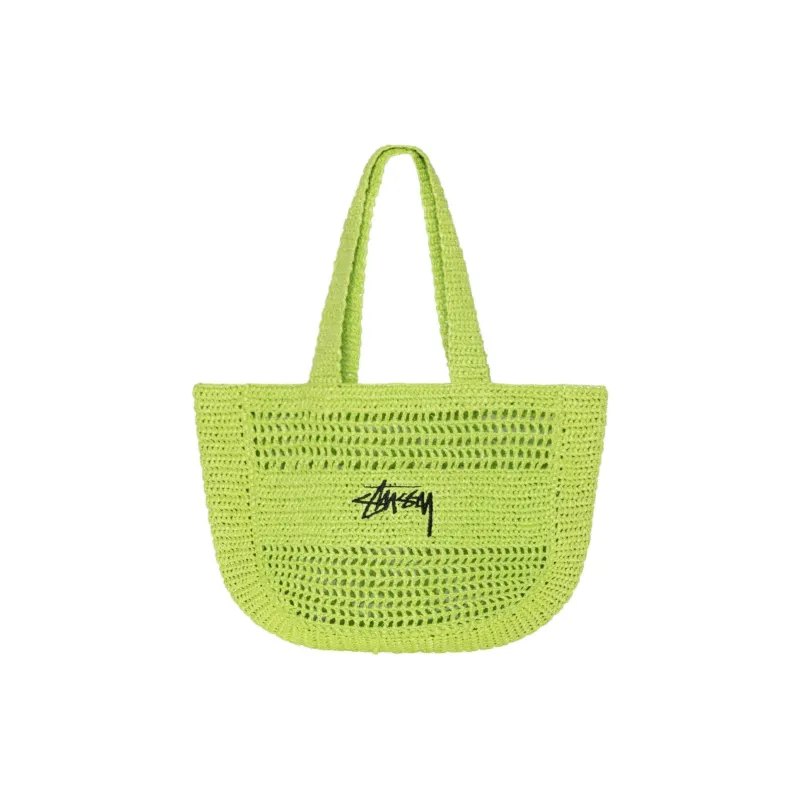 Stussy Raffia Tote Bag, Shopping Bag, Shoulder Bag, Handbag Unisex Green-0