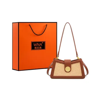 Vigno Synthetic Leather, Woven Underarm Shoulder Bag, Crossbody Bag Regular Women's Brown/Black