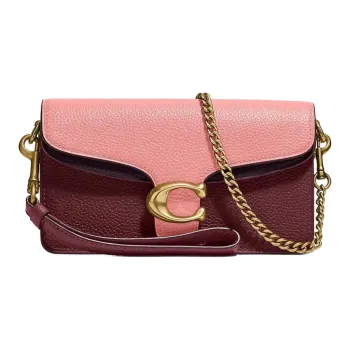 COACH Tabby Leather One Shoulder Handbag Crossbody Bag Mini Women's Macaroon Pink & Burgundy