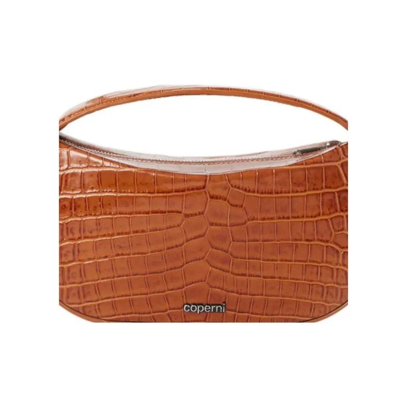 COPERNI Crocodile Pattern Leather Shoulder Bag Crossbody Bag Handbag Small Size Women's Brown-5