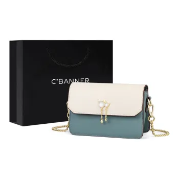 C°BANNER Cow Leather With Synthetic Leather Crossbody Bag Regular Women's White Green