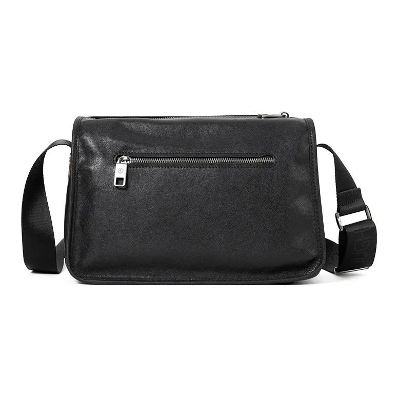 Sharkborough Cow Leather Shoulder Bag, Messenger Bag Men's Black-4