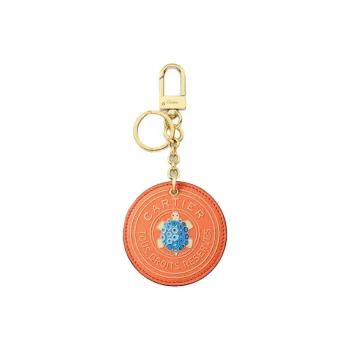 CARTIER Calfskin Keychains Unisex Orange