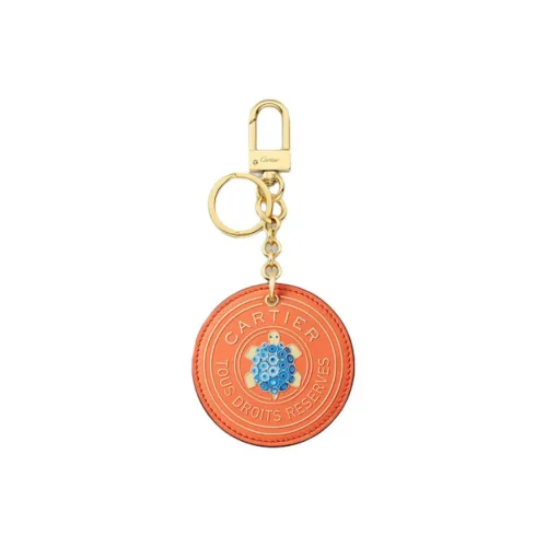 CARTIER Calfskin Keychains Unisex Orange