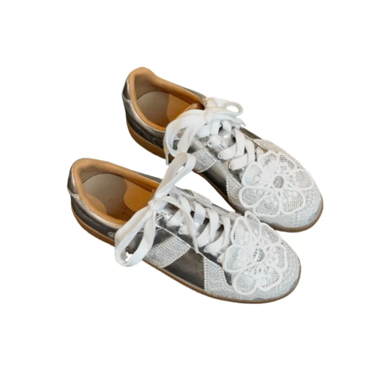 CHRISTINE SHEII Wear-resistant And Lightweight Low-Top Skateboard Shoes Women's Silver-2