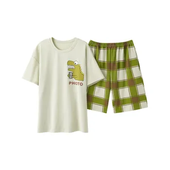Qiao Ni Tong Pajama Set Men's Light Green
