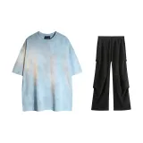 Set without LOGO (Dirty Light Blue+High Street Casual Pants)