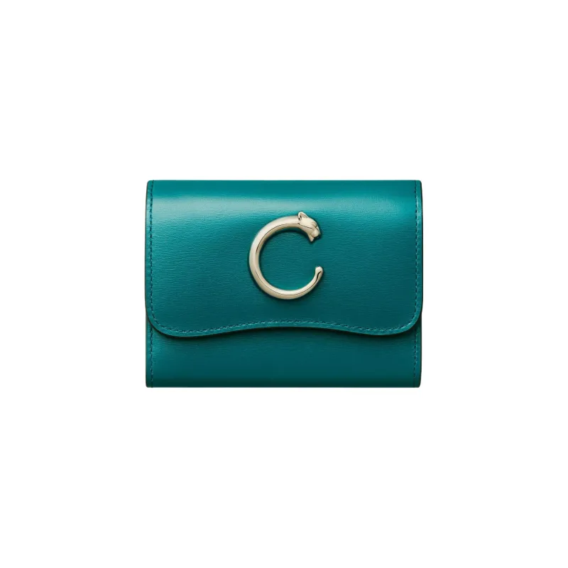 CARTIER Panthère De Cartier Calfskin Wallet Mini Women's Dark Blue-0