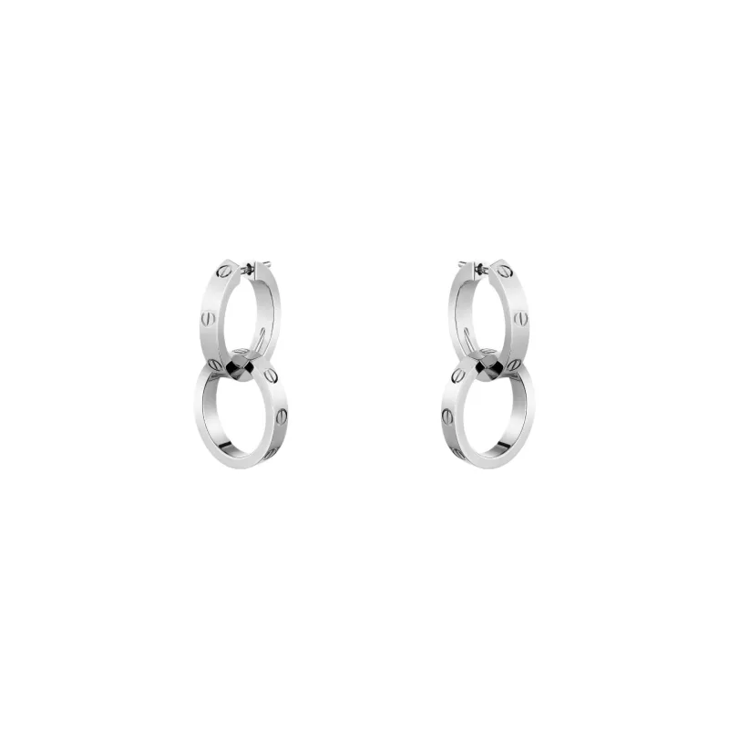 CARTIER 18K White Gold Earrings Women's Silver-0