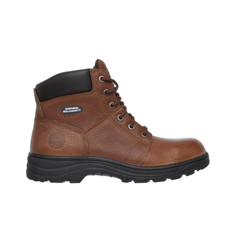 Skechers Relaxed Fit Ankle Boots Low Heel Men's Brown-1