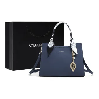 C°BANNER Cow Leather With Synthetic Leather One Shoulder Portable Mom Bag Tubas Women's Burgundy/Blue