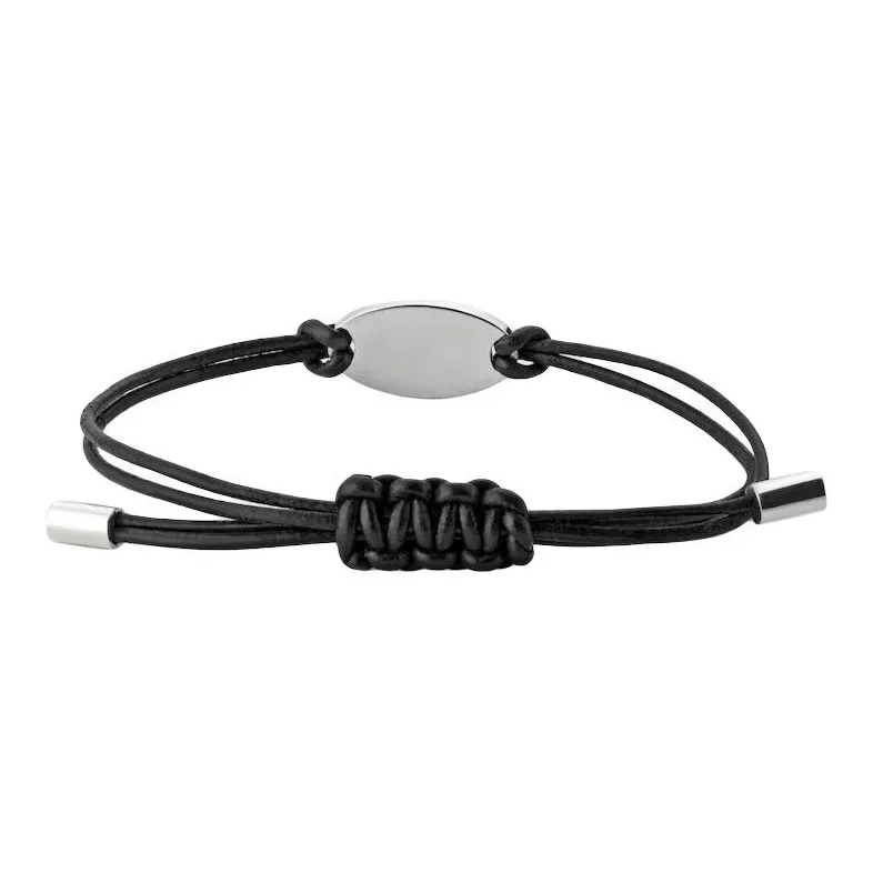 GUCCI Leather 925 Sterling Silver Bracelets Unisex Black-2