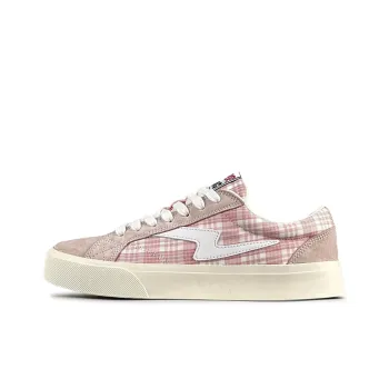 LuzaoT SUPER DRAG Lightning Skateboard Shoes Anti-Slip Wear-Resistant Low-Top Canvas Shoes Women's Pink Plaid