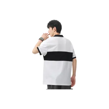 BALENO Multicolor Stripes Lapel Top Casual Fashion Loose Fit T-Shirt Short-Sleeved Business Summer Men's