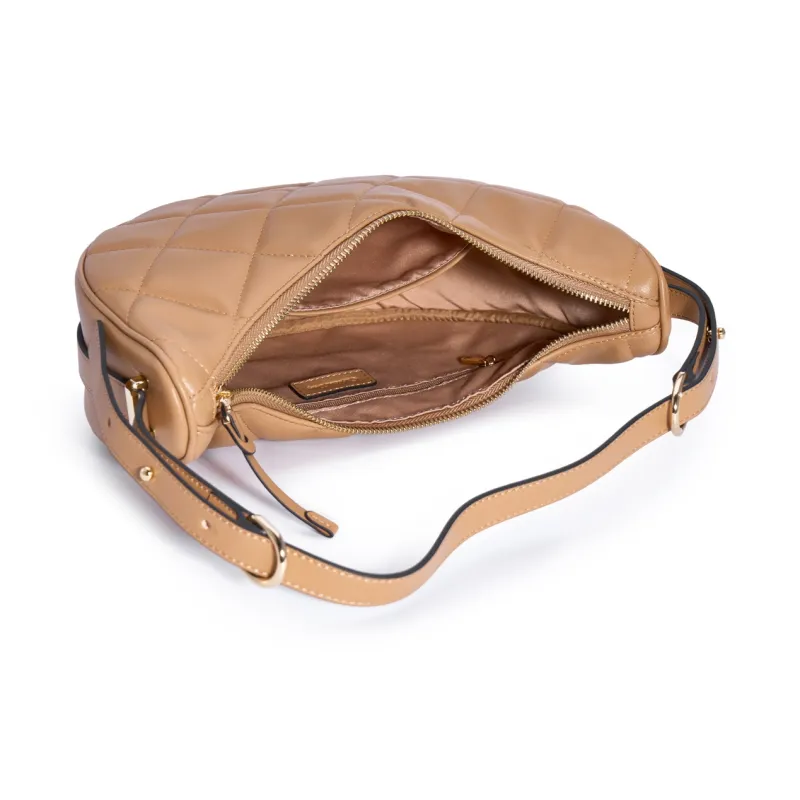 Chrisdien Deny Synthetic Leather Crescent Bag Shoulder Bag Regular Women's Milk Tea Beige/White-3