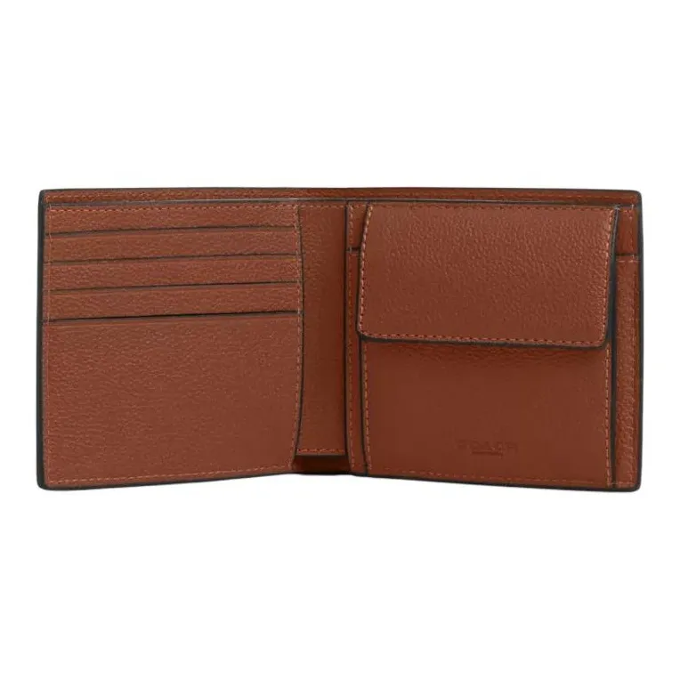 COACH Smooth Calf Leather Wallet Mini Men's Brown-1