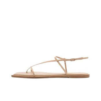 STUDIO AMELIA Filament Squared Flat Strap Sandals Women's Beige