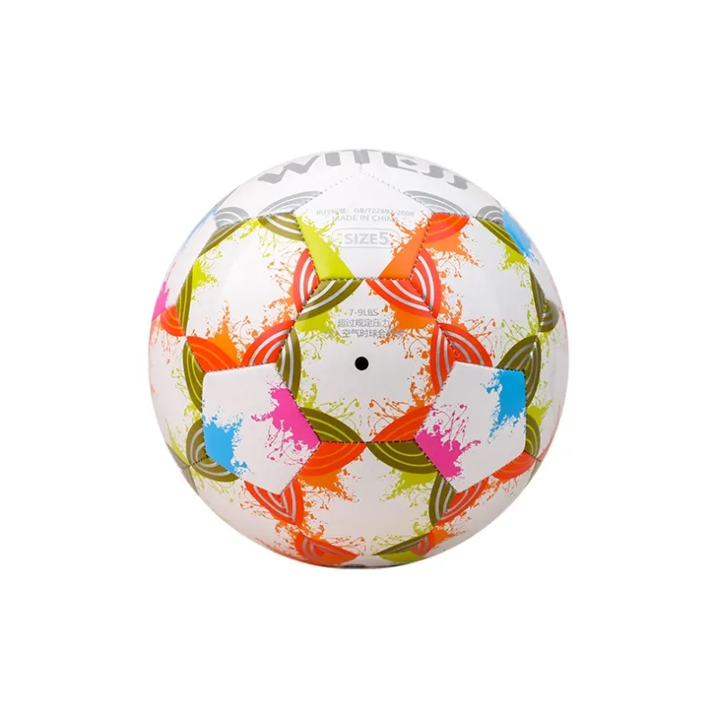 WITESS Size 5 Soccer PVC Machine Stitched Soccer Ball Unisex Multicolor Ink Splatter-3