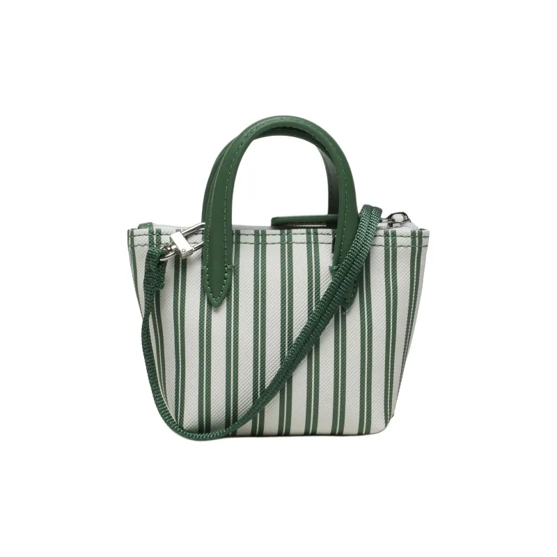 LACOSTE PVC Tote Bag Shopping Bag Shoulder Bag Crossbody Bag Handbags Small Size Women's Green Stripes-4