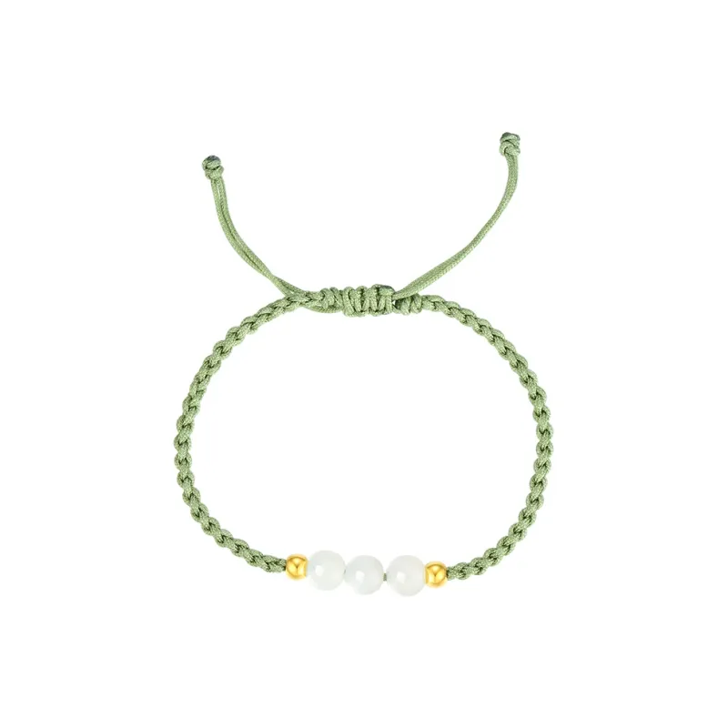 CHOW TAI SENG Chalcedony Braided String Bracelet Unisex-1