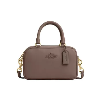 COACH Smooth Leather Bowling Bag Handbag Shoulder Bag Crossbody Bag Mini Unisex Dark Stone Color