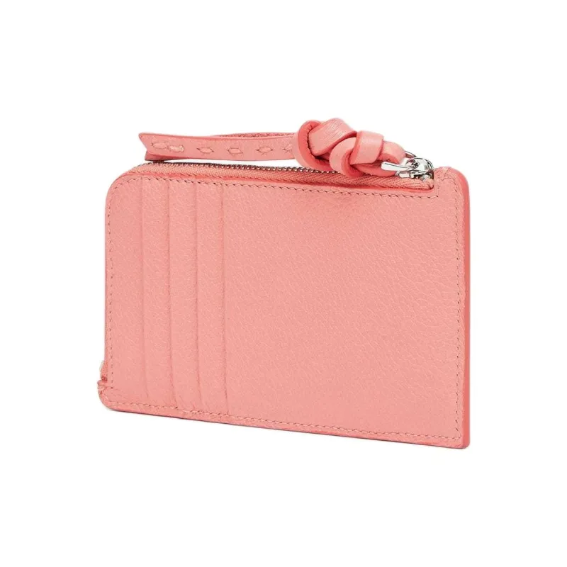FENDI Peekaboo Cuoio Romano Leather Card Holder Women's Pink-1