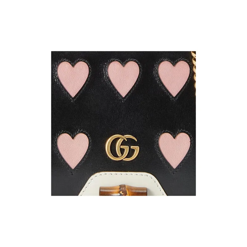 GUCCI Cow Leather Handbag Shoulder Bag Crossbody Bag Mini Women's Black/Pink-5