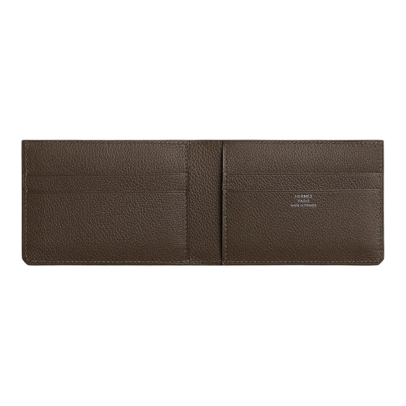HERMES Evercolor Calfskin Card Holder Women's 4C Ecorce Bark Color With 6T Toundra Tundra Green/Brown-1